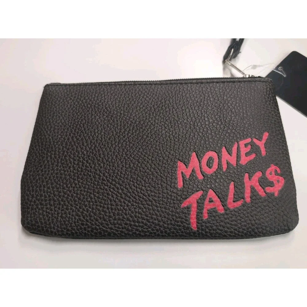 NWT AC/DC Rock Money Talk Canvas Zippered Makeup Bag Clutch Officially Licensed